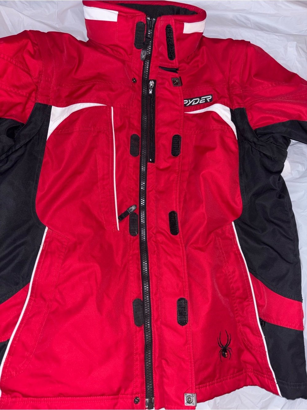 Spyder Red White Black Sport Ski Jacket - Picture 5 of 12